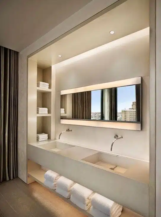 espejo repisa Cómo tener un baño relajante
