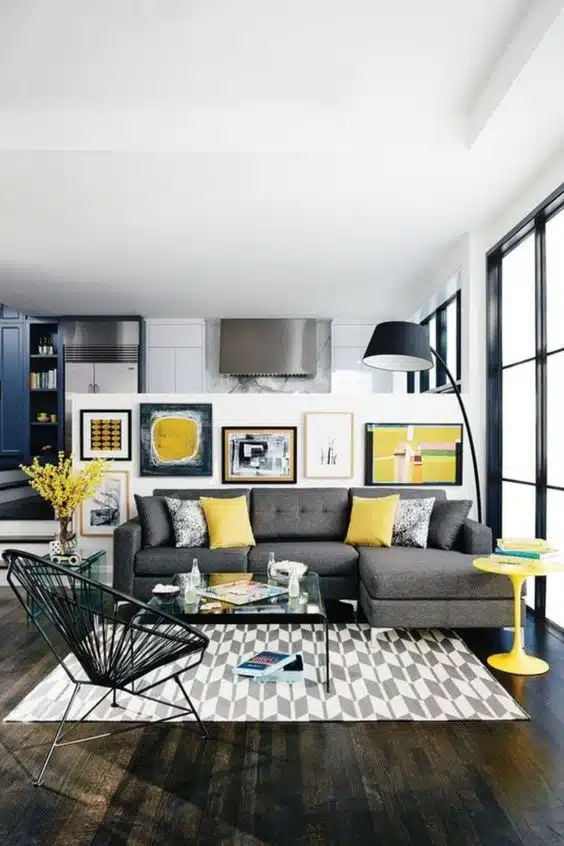 amarillo gris colores decoración 2021
