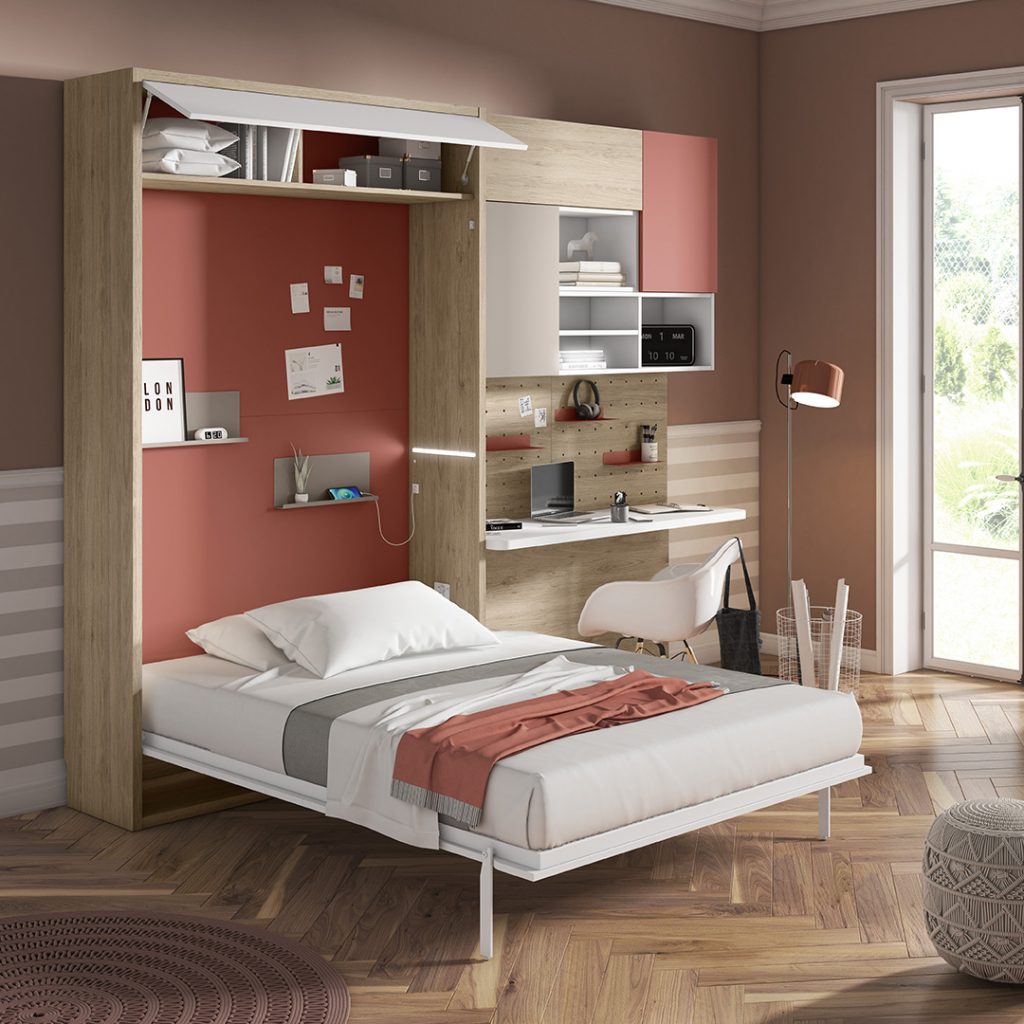 dormitorio juvenil con muebles a medida para maximizar espacio