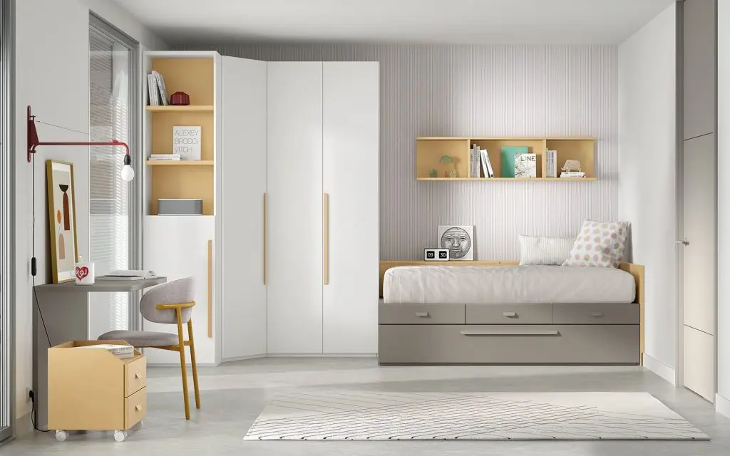 cama nido como mueble a medida en un dormitorio juvenil