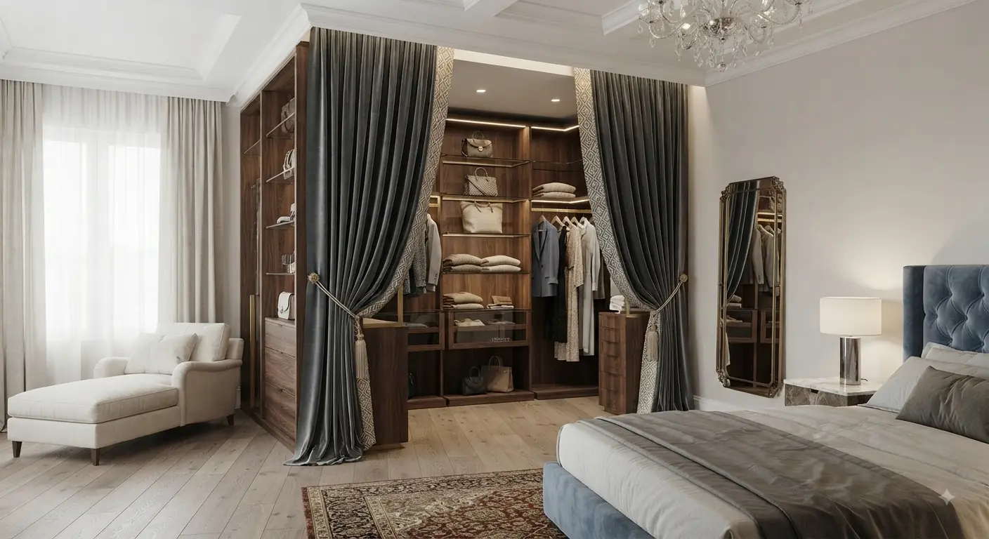 vestidor anierto con cortinas vestidor abierto con cortinas